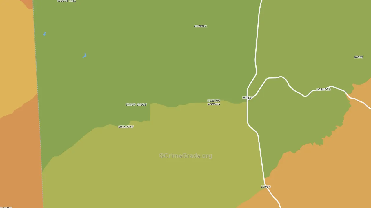 Millry, AL Map of Murder Rates