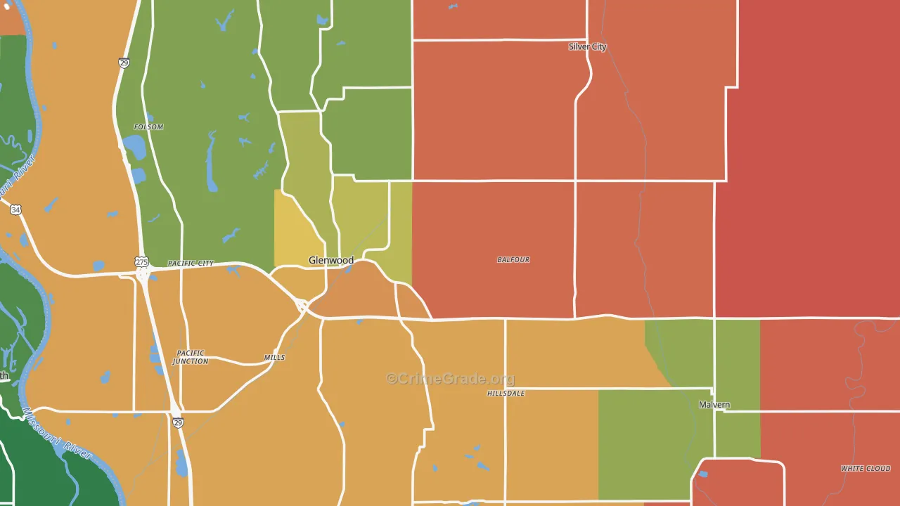 Mills County, IA Map of Murder Rates