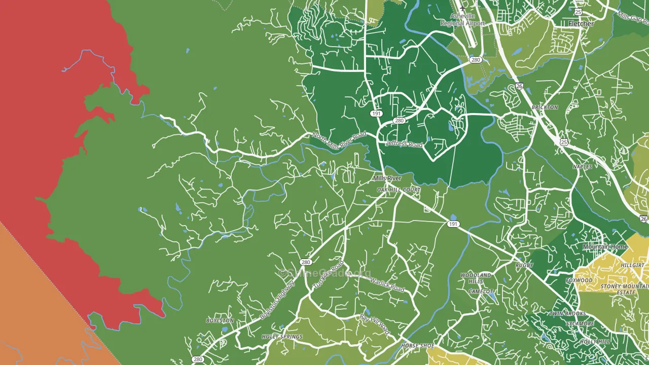 Mills River, NC Map of Murder Rates