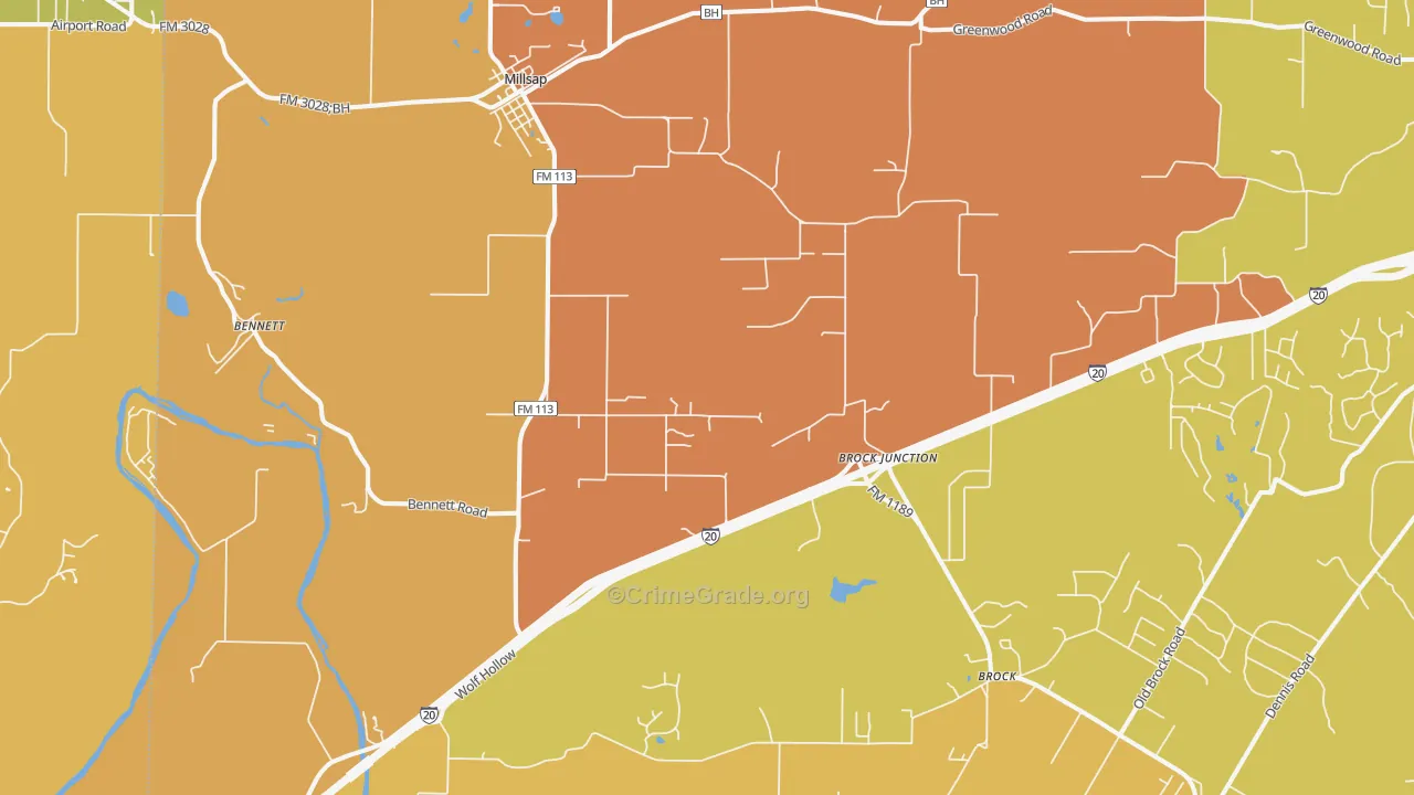 Millsap, TX Map of Murder Rates