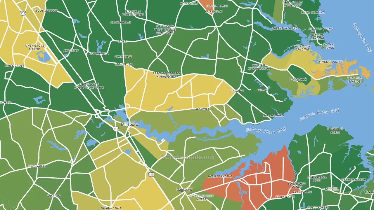 Millsboro, DE Map of Murder Rates