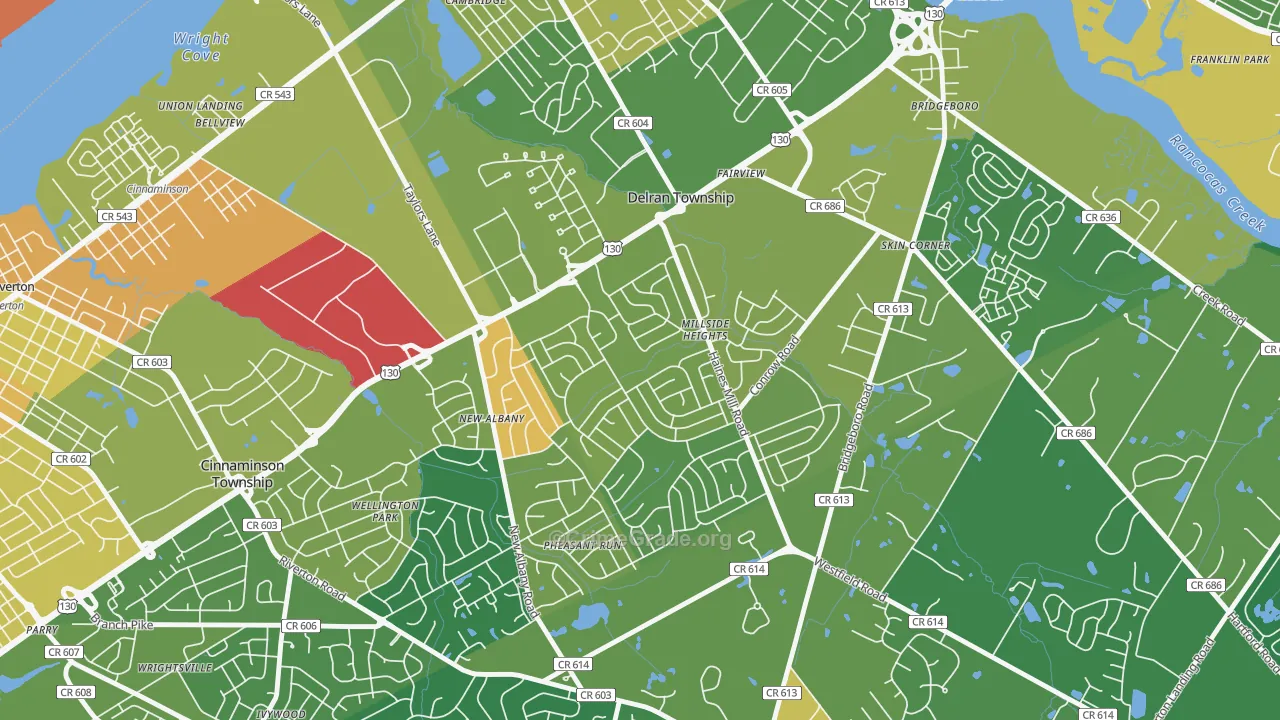 Millside Heights, Riverside, NJ Map of Murder Rates