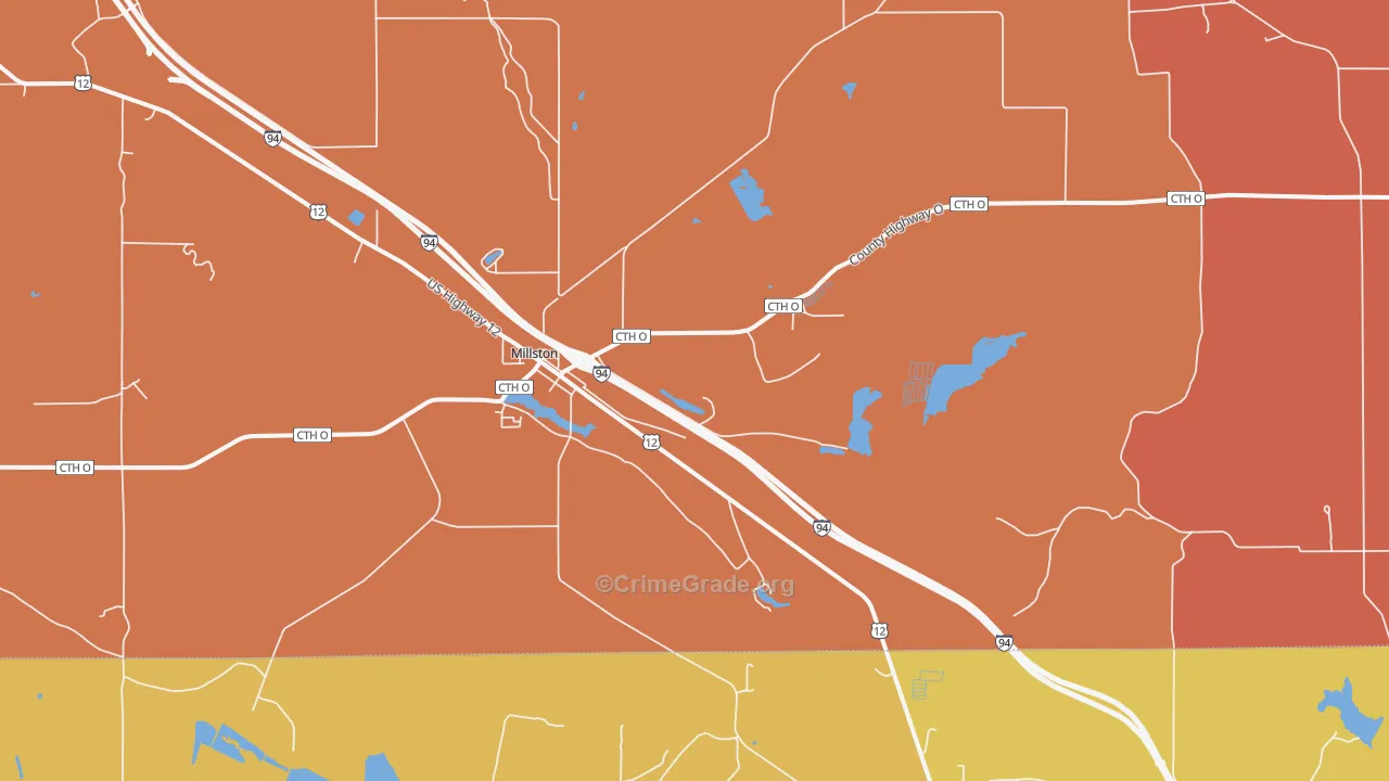 Millston, WI Map of Murder Rates