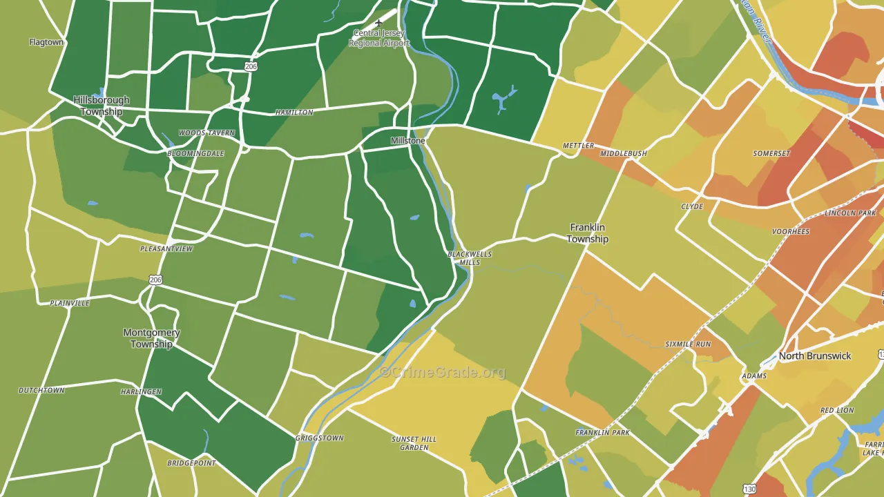 Millstone, NJ Map of Murder Rates