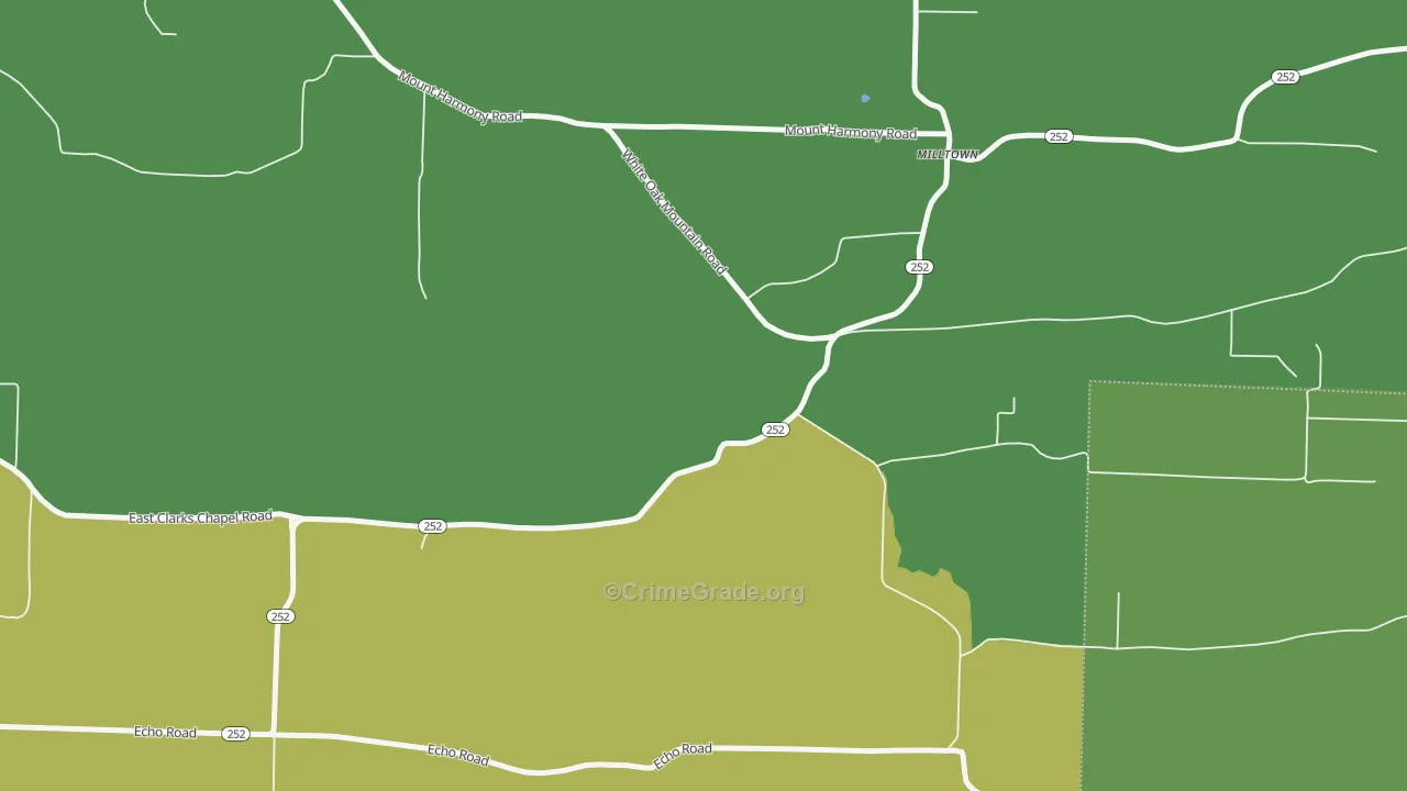 Milltown, AR Map of Murder Rates