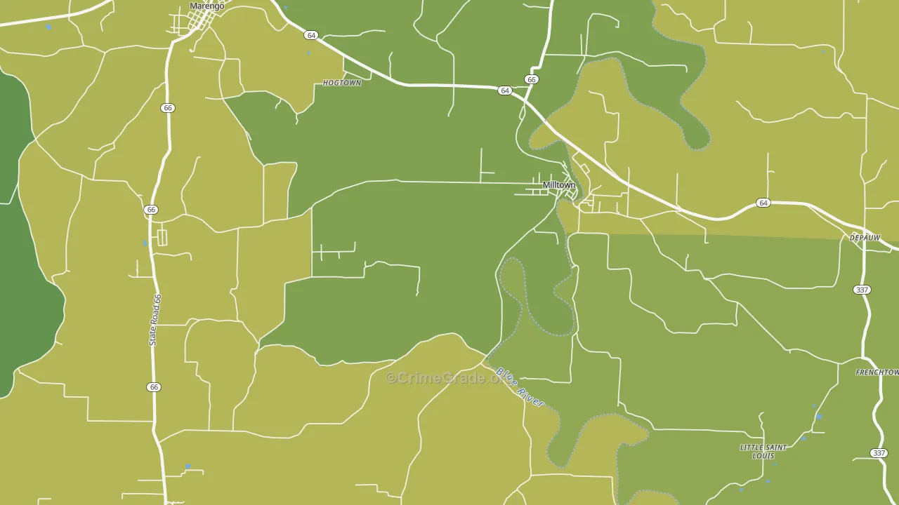 Milltown, IN Map of Murder Rates