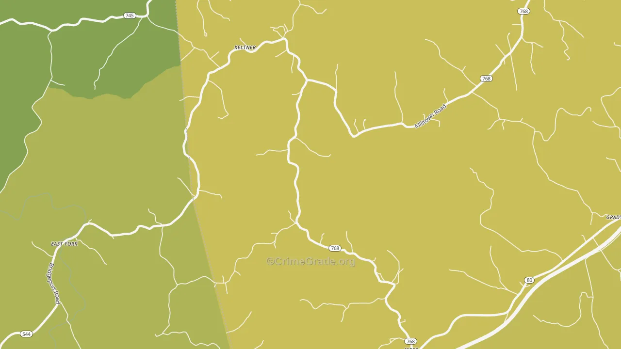 Milltown, KY Map of Murder Rates