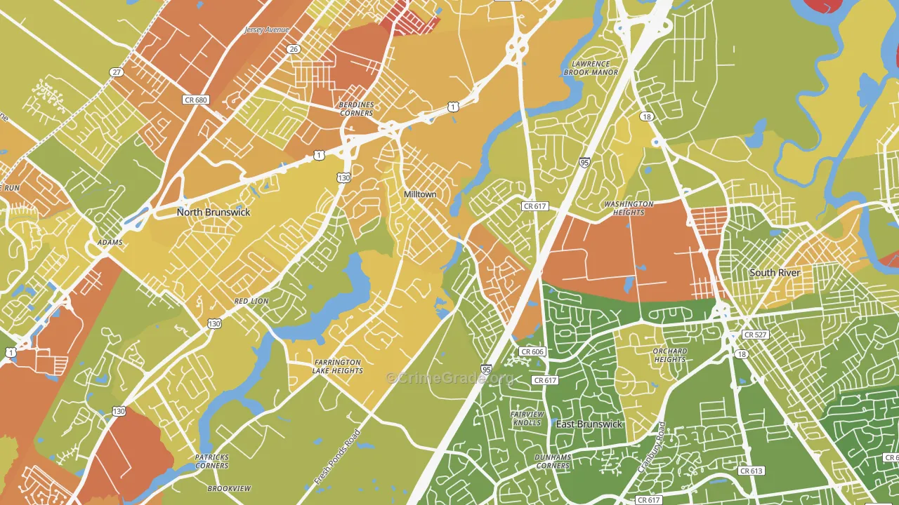 Milltown, NJ Map of Murder Rates
