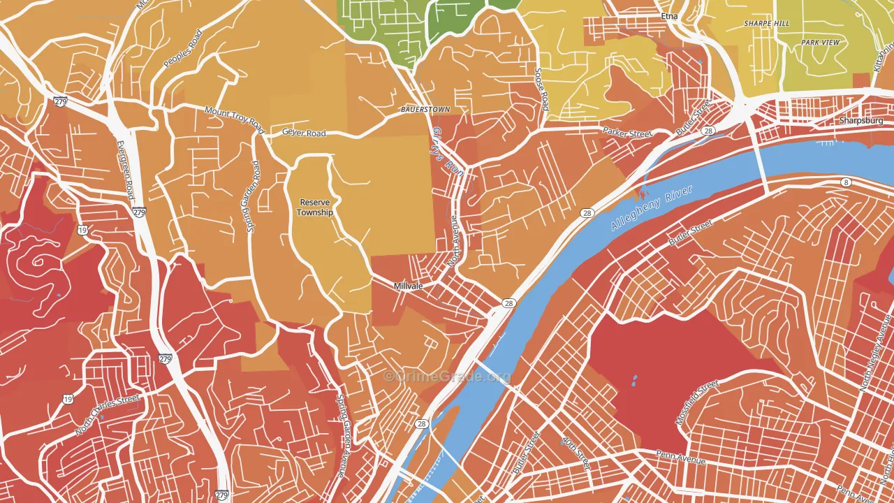 Millvale, PA Map of Murder Rates
