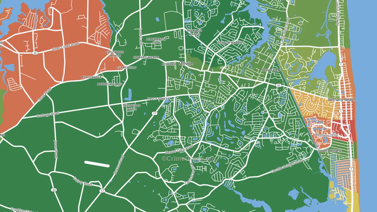 Millville, DE Map of Murder Rates