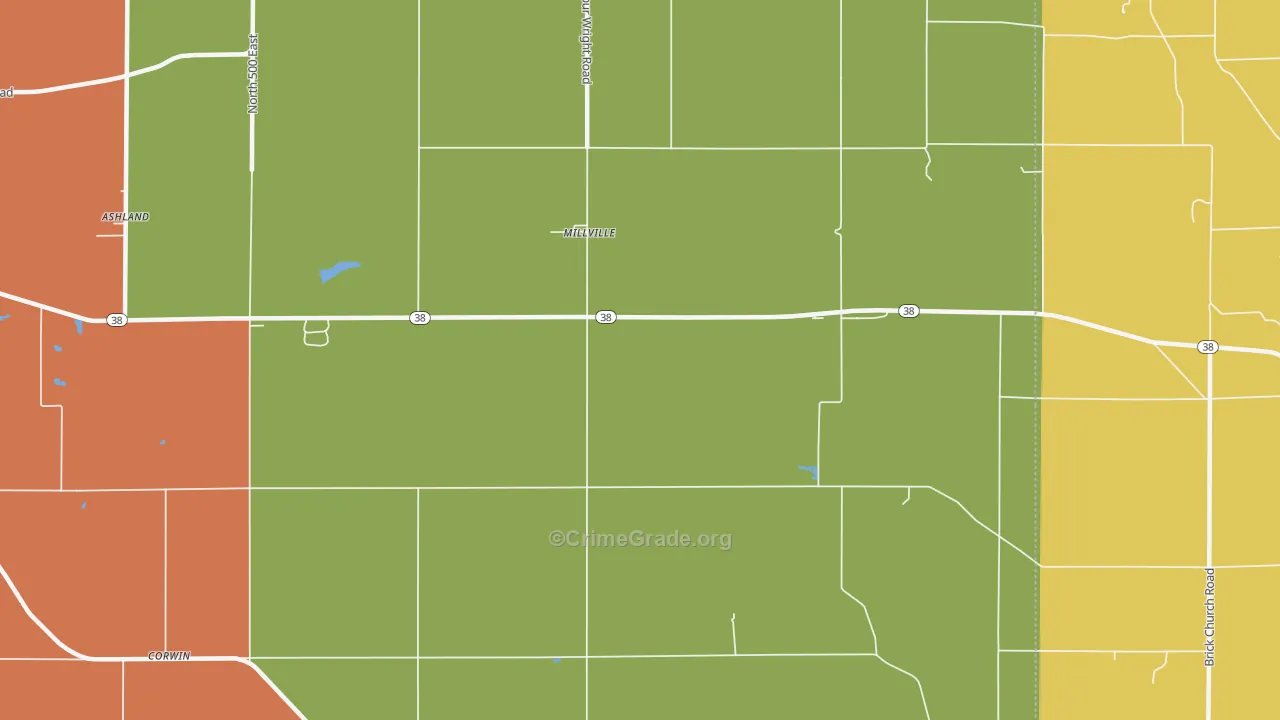 Millville, IN Map of Murder Rates
