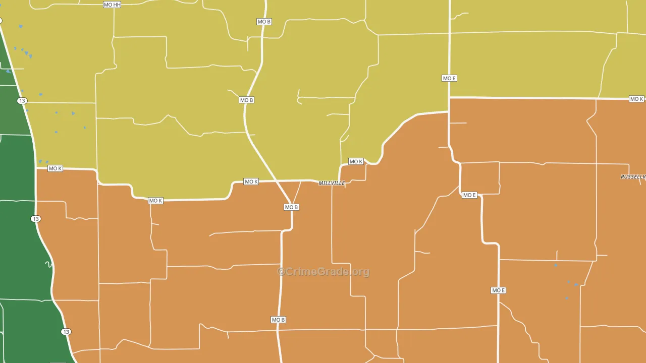 Millville, MO Map of Murder Rates