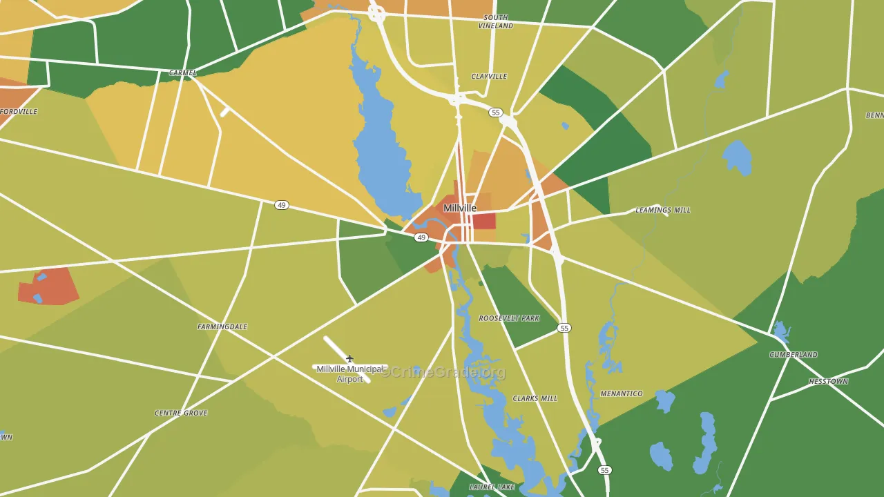 Millville, NJ Map of Murder Rates