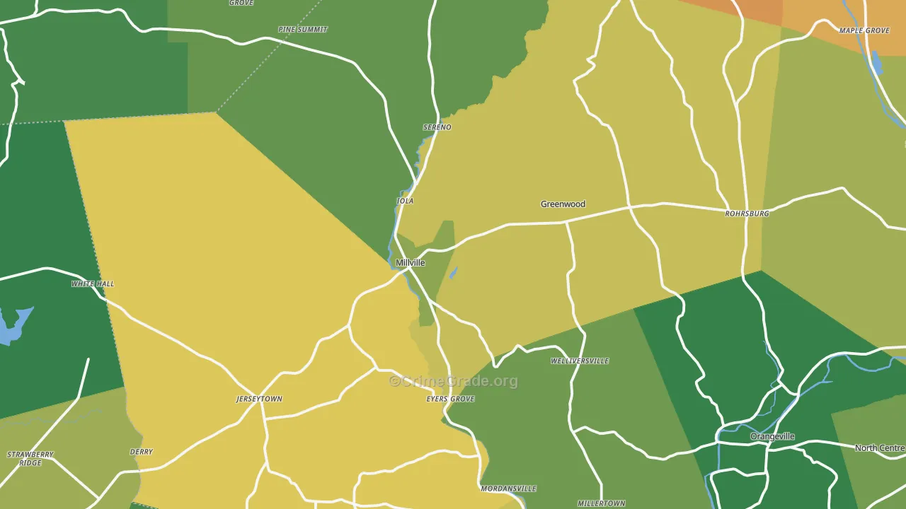 Millville, PA Map of Murder Rates