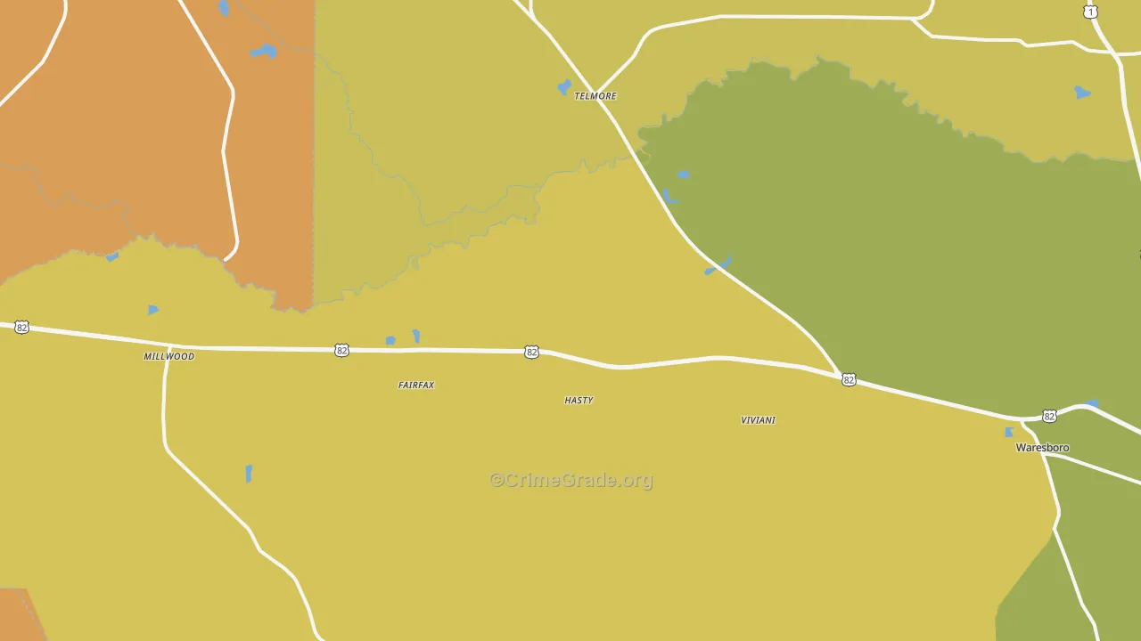 Millwood, GA Map of Murder Rates