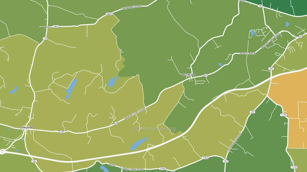 Millwood, KY Map of Murder Rates
