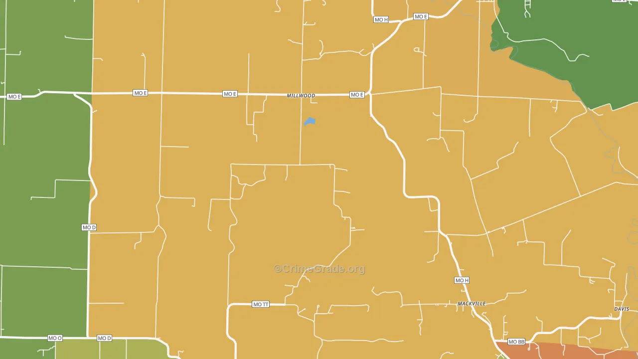 Millwood, MO Map of Murder Rates