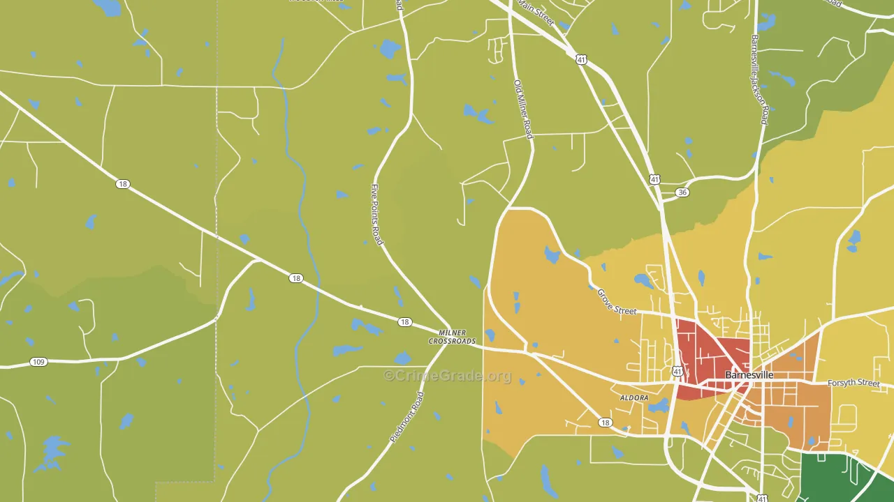 Milner Crossroads, GA Map of Murder Rates