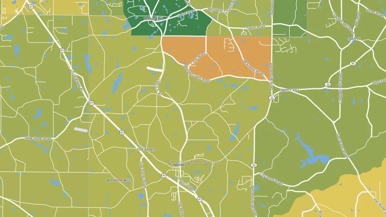 Milner, GA Map of Murder Rates