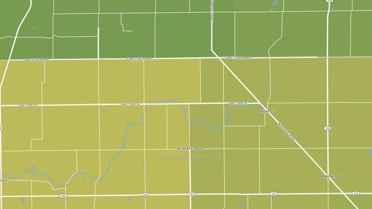 Milners Corner, IN Map of Murder Rates