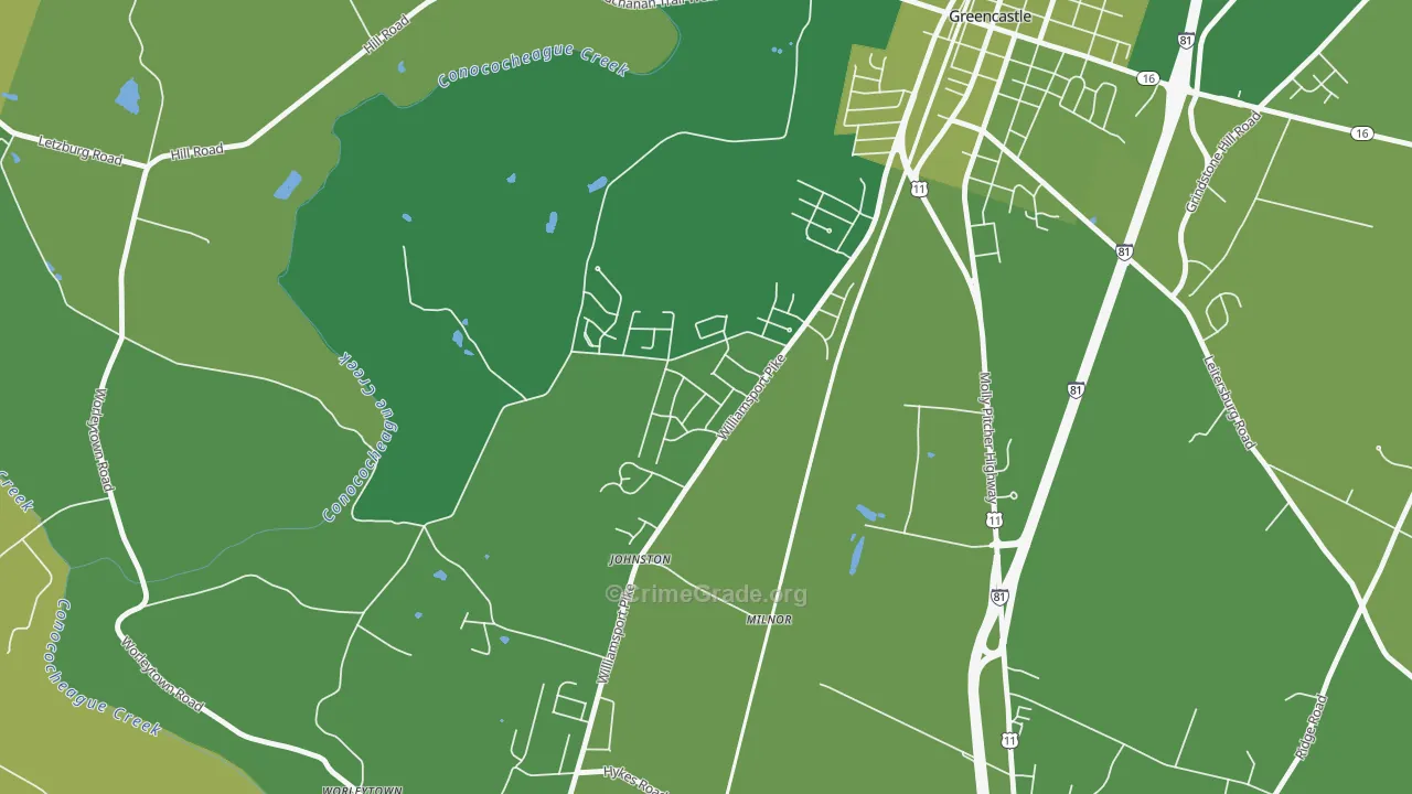 Milnor, PA Map of Murder Rates