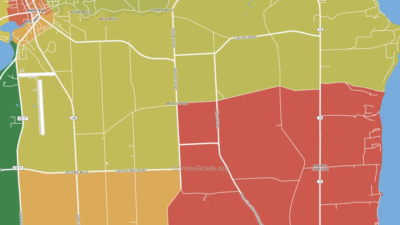 Milo Center, NY Map of Murder Rates