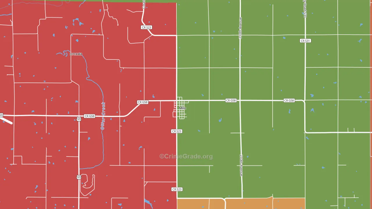 Milo, IA Map of Murder Rates