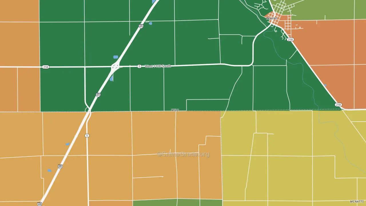 Milo, IN Map of Murder Rates