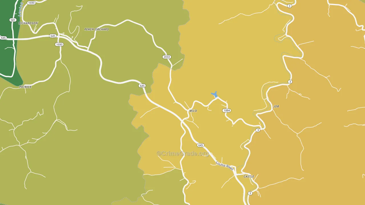 Milo, KY Map of Murder Rates