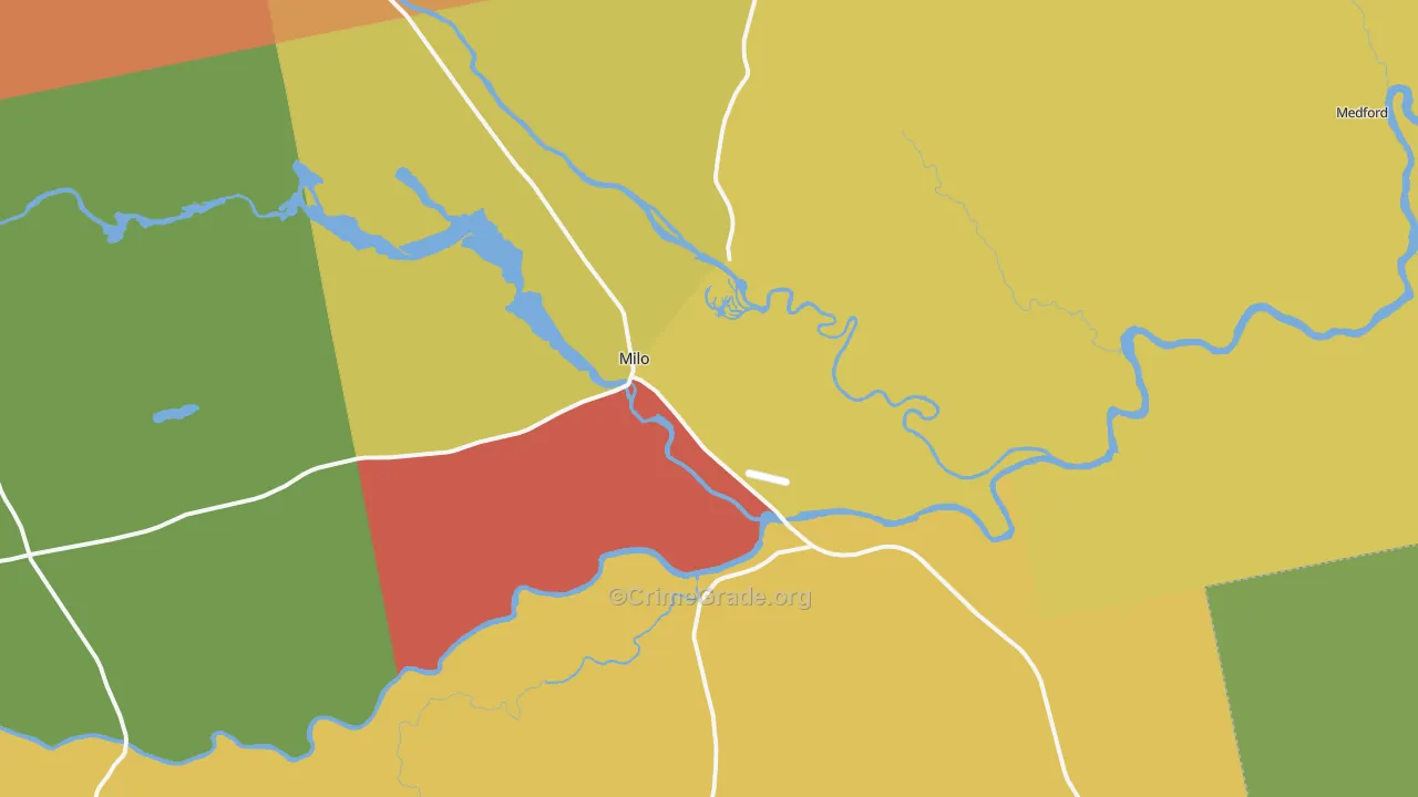Milo, ME Map of Murder Rates