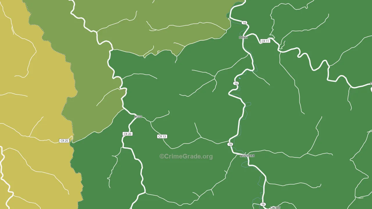 Milo, WV Map of Murder Rates
