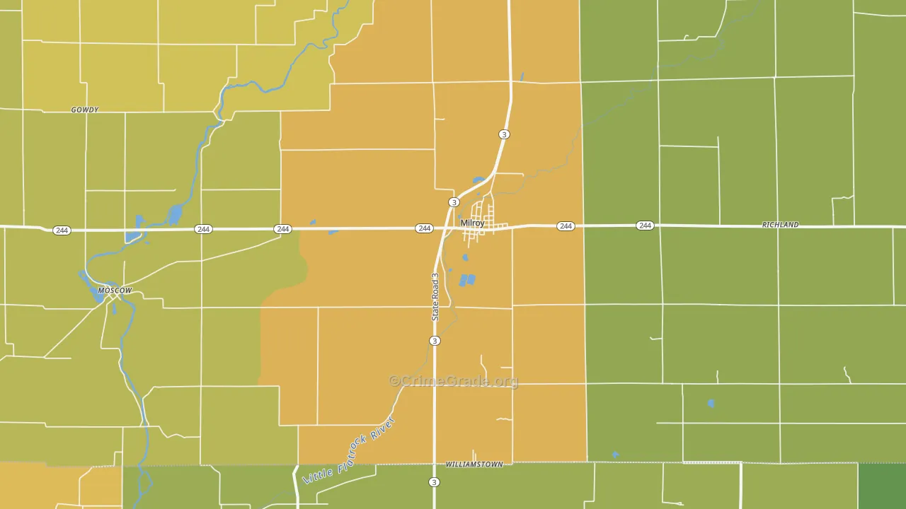 Milroy, IN Map of Murder Rates
