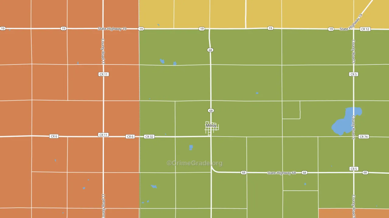 Milroy, MN Map of Murder Rates
