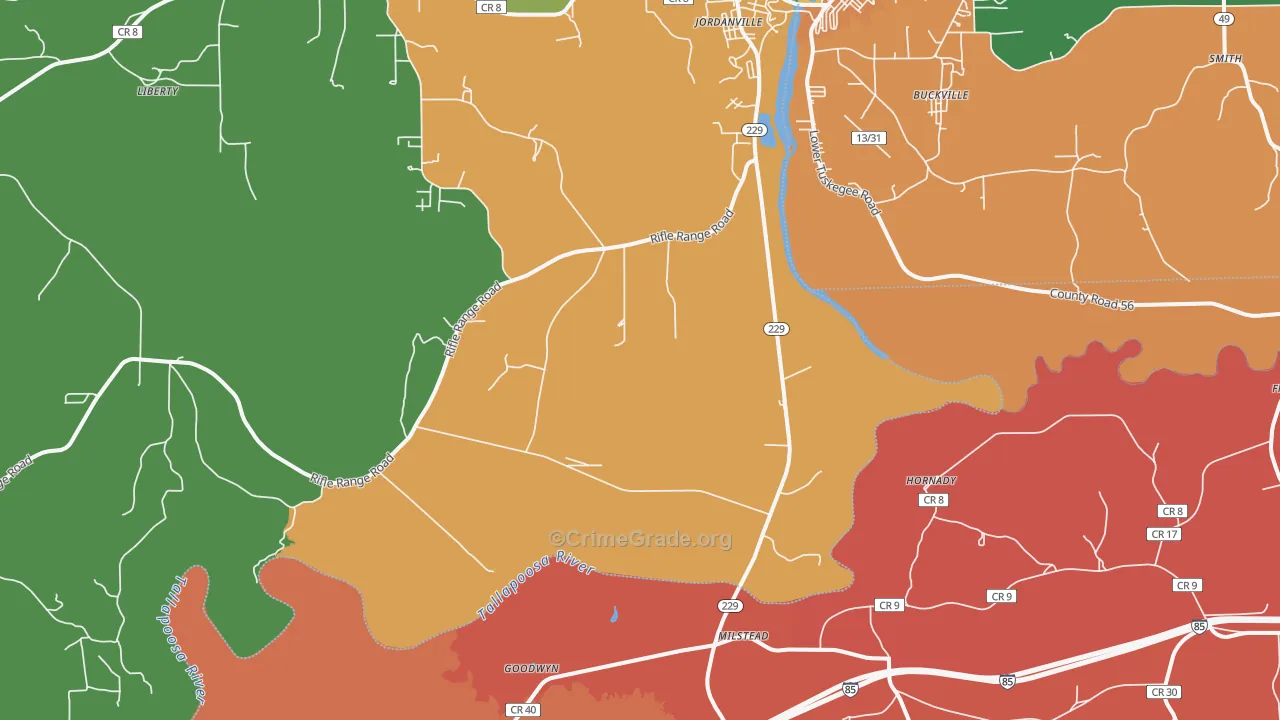 Milstead, AL Map of Murder Rates