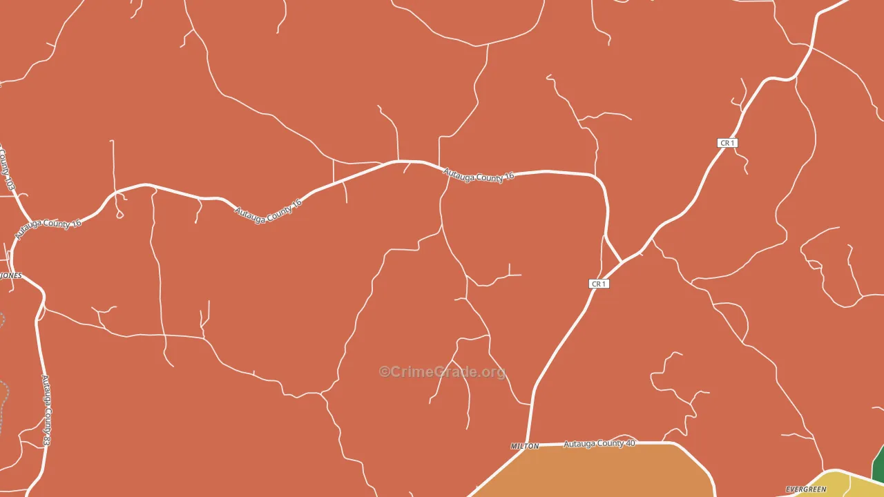 Milton, AL Map of Murder Rates