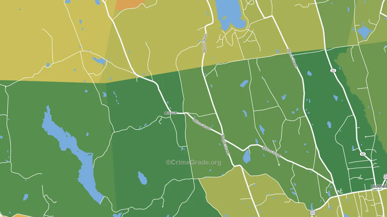 Milton, CT Map of Murder Rates