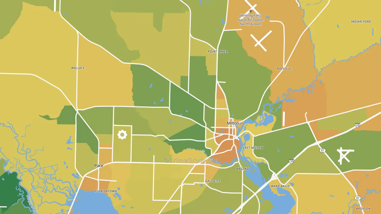 Milton, FL Map of Murder Rates