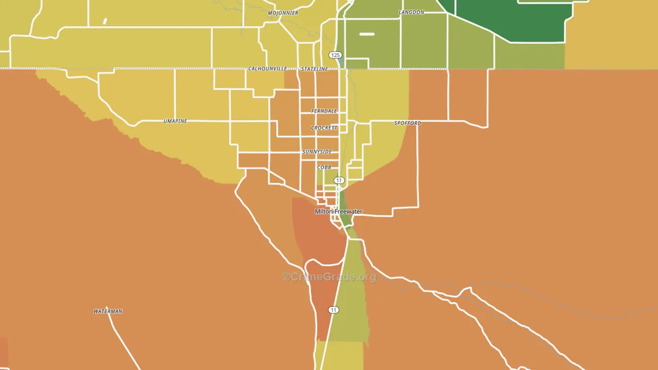 Milton-Freewater, OR Map of Murder Rates