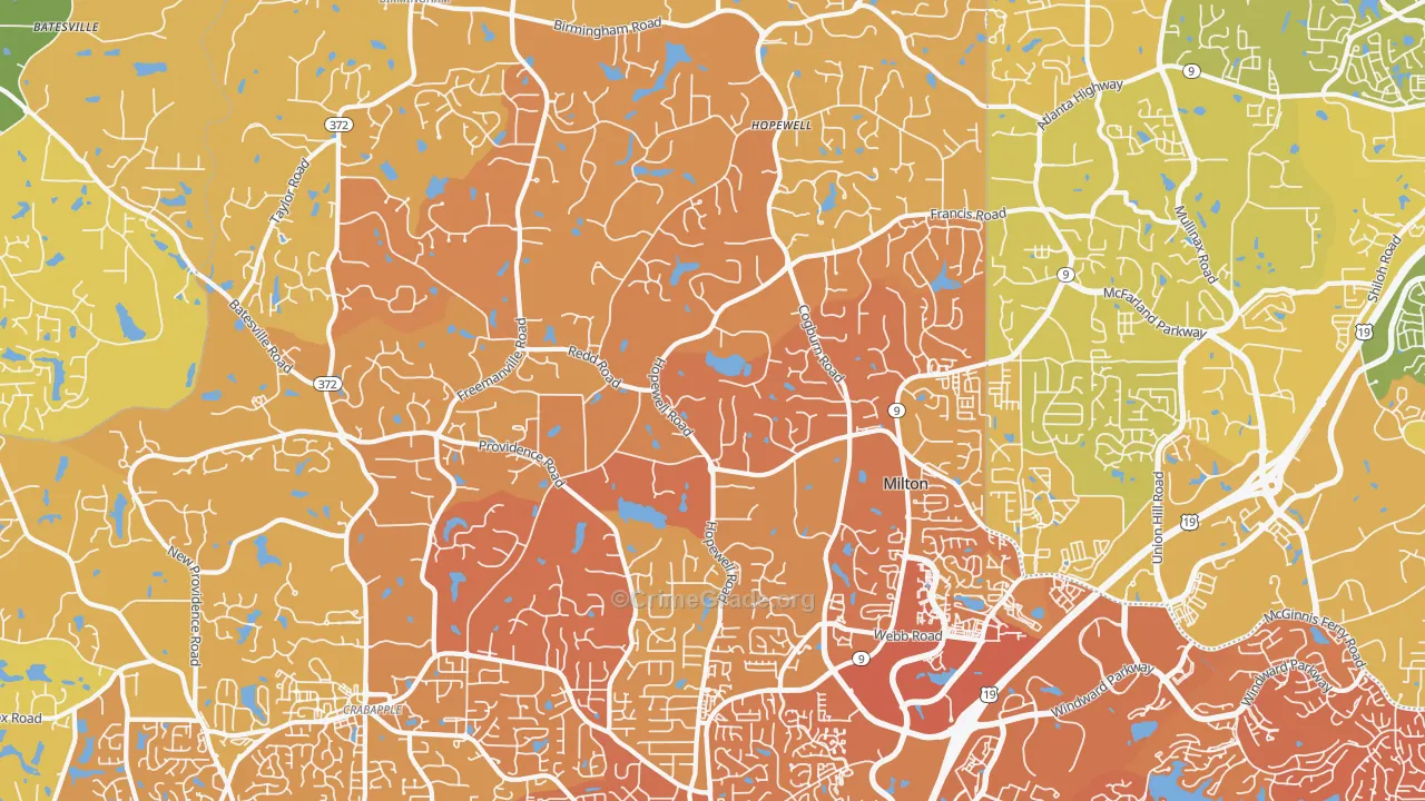 Milton, GA Map of Murder Rates