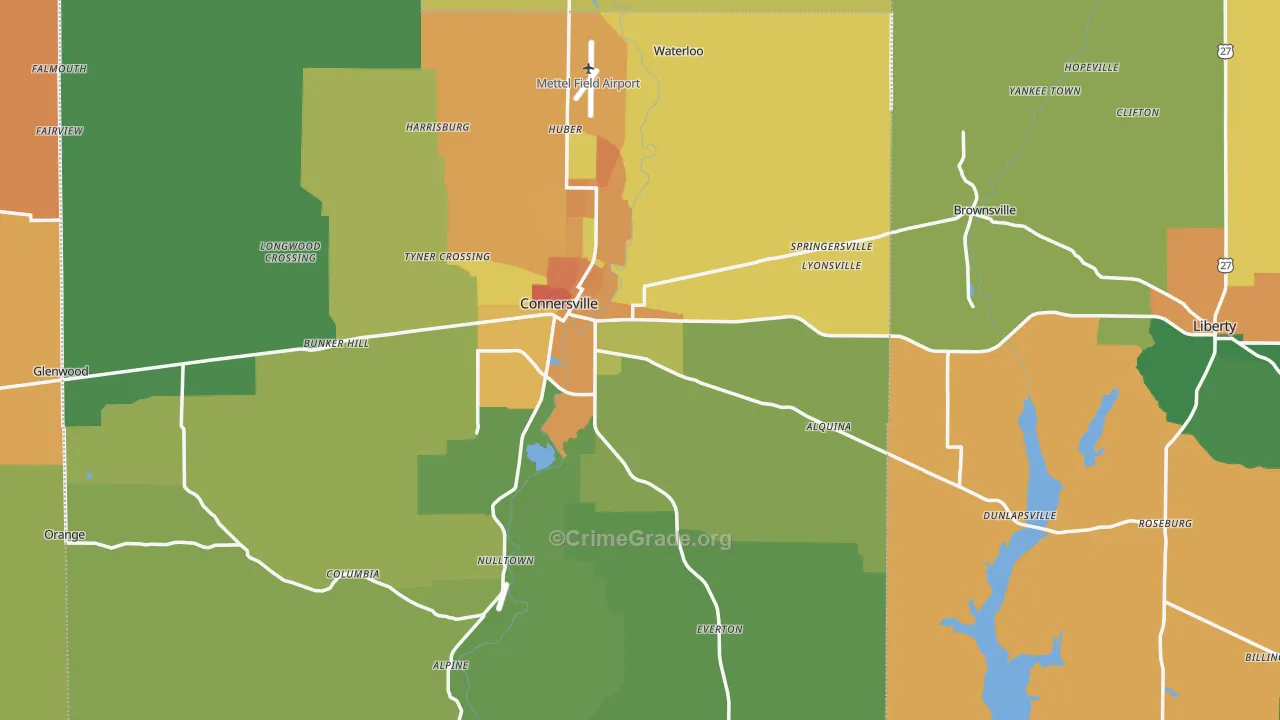 Milton, IN Map of Murder Rates