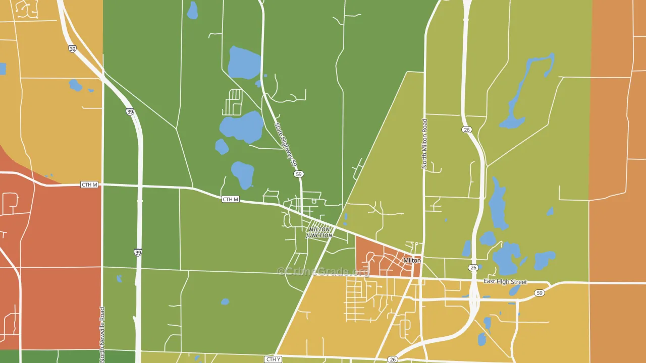 Milton Junction, WI Map of Murder Rates