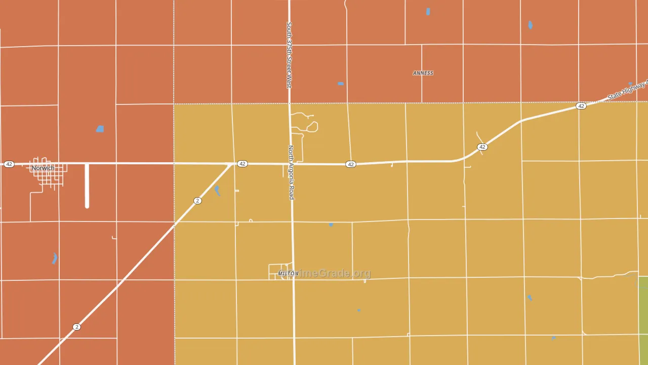 Milton, KS Map of Murder Rates