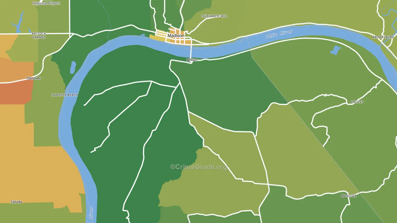 Milton, KY Map of Murder Rates