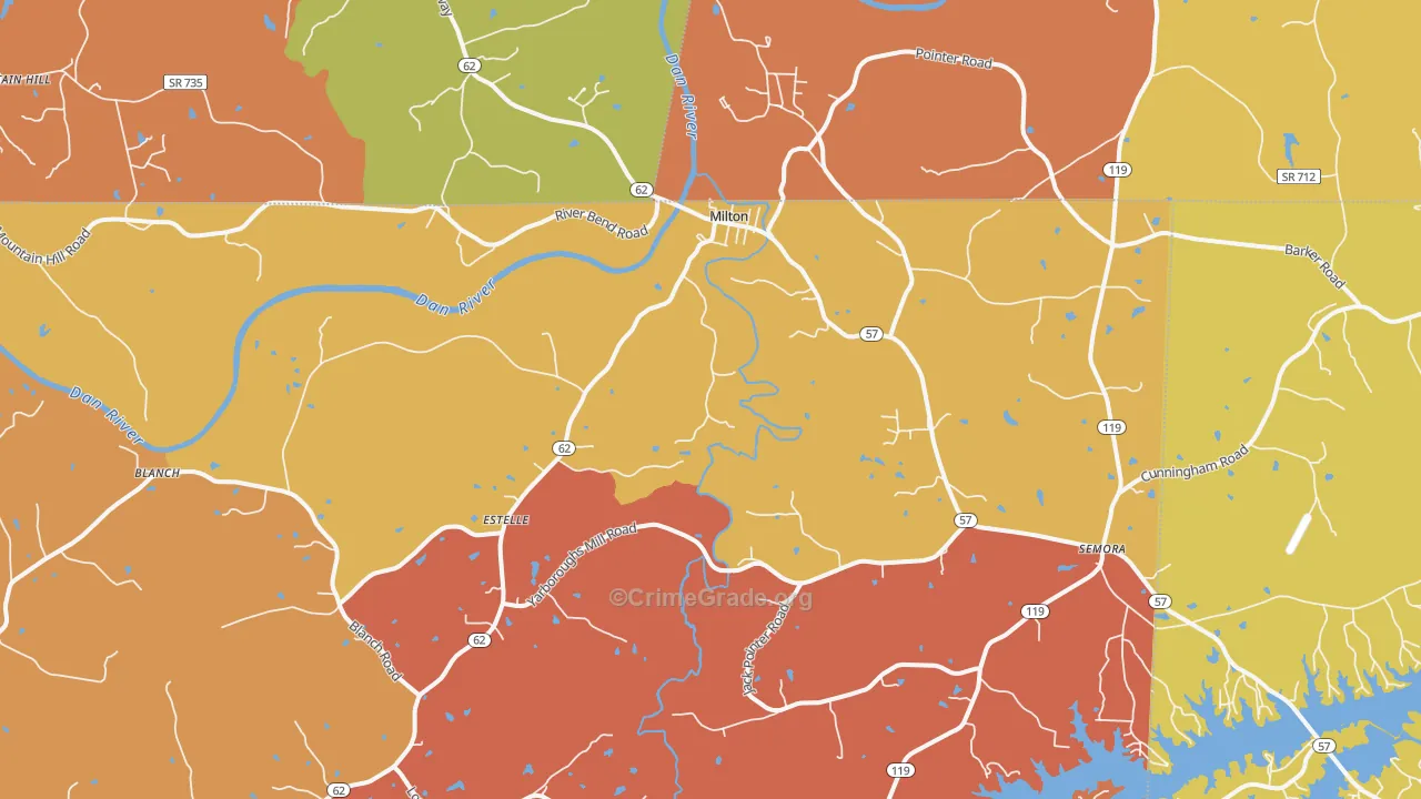 Milton, NC Map of Murder Rates