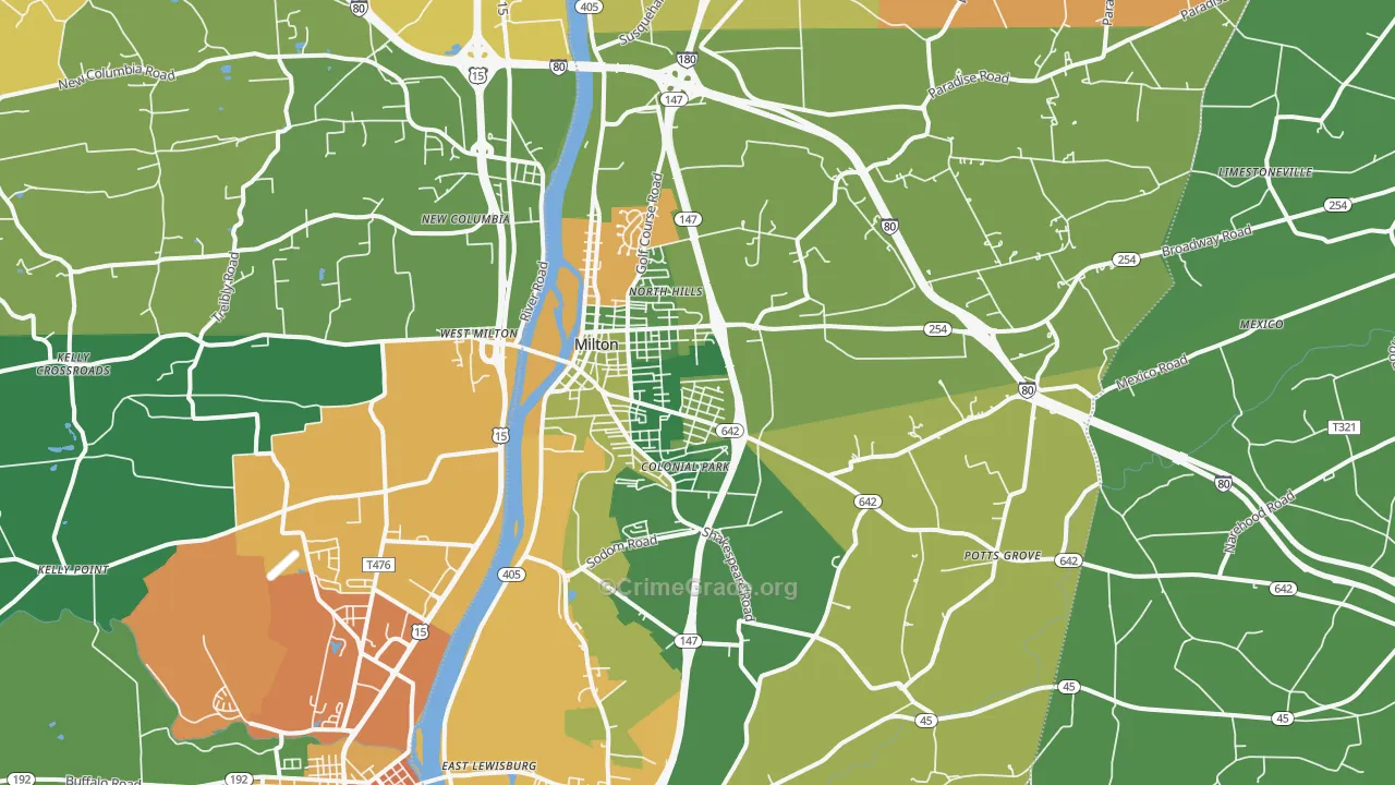Milton, PA Map of Murder Rates