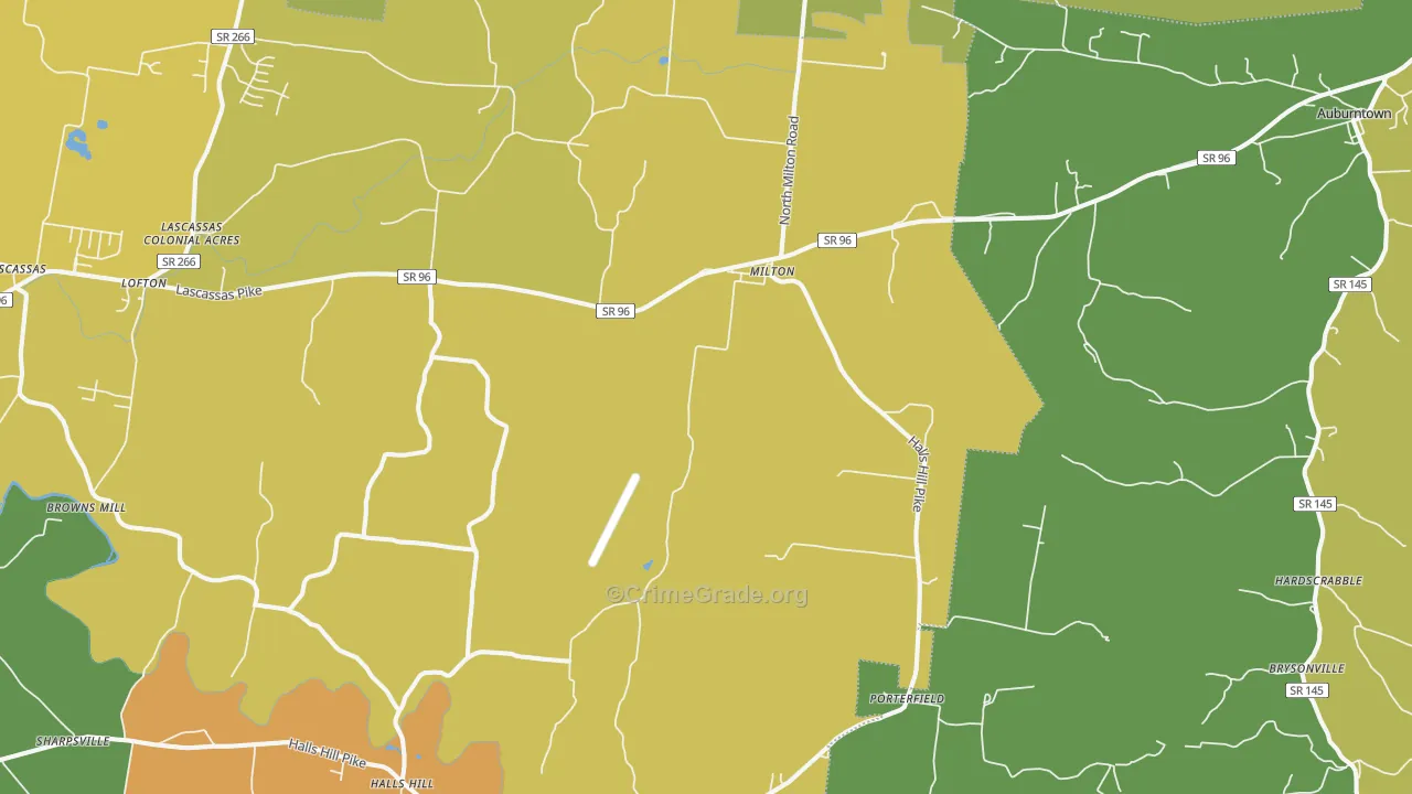 Milton, TN Map of Murder Rates
