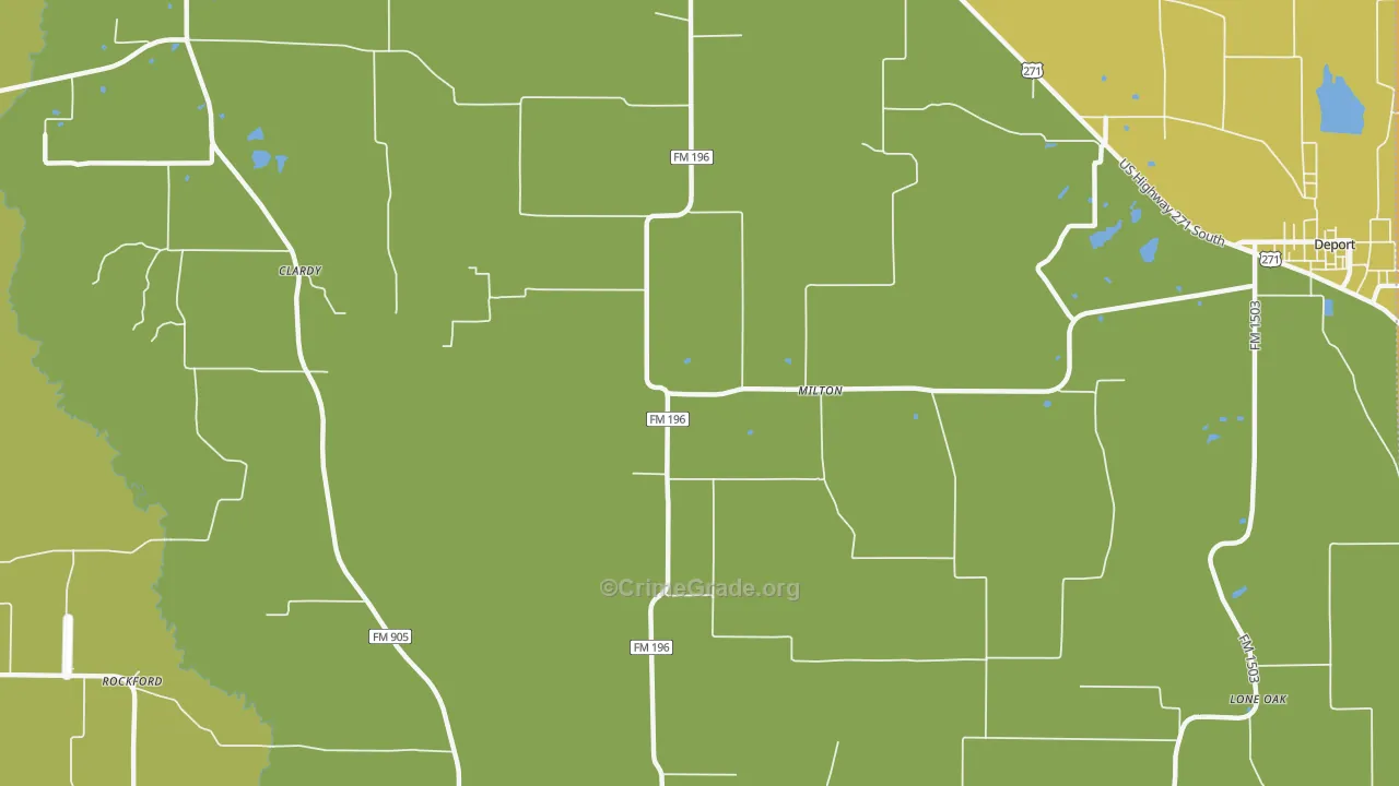 Milton, TX Map of Murder Rates