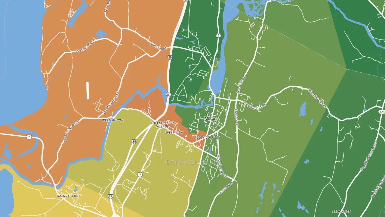Milton, VT Map of Murder Rates