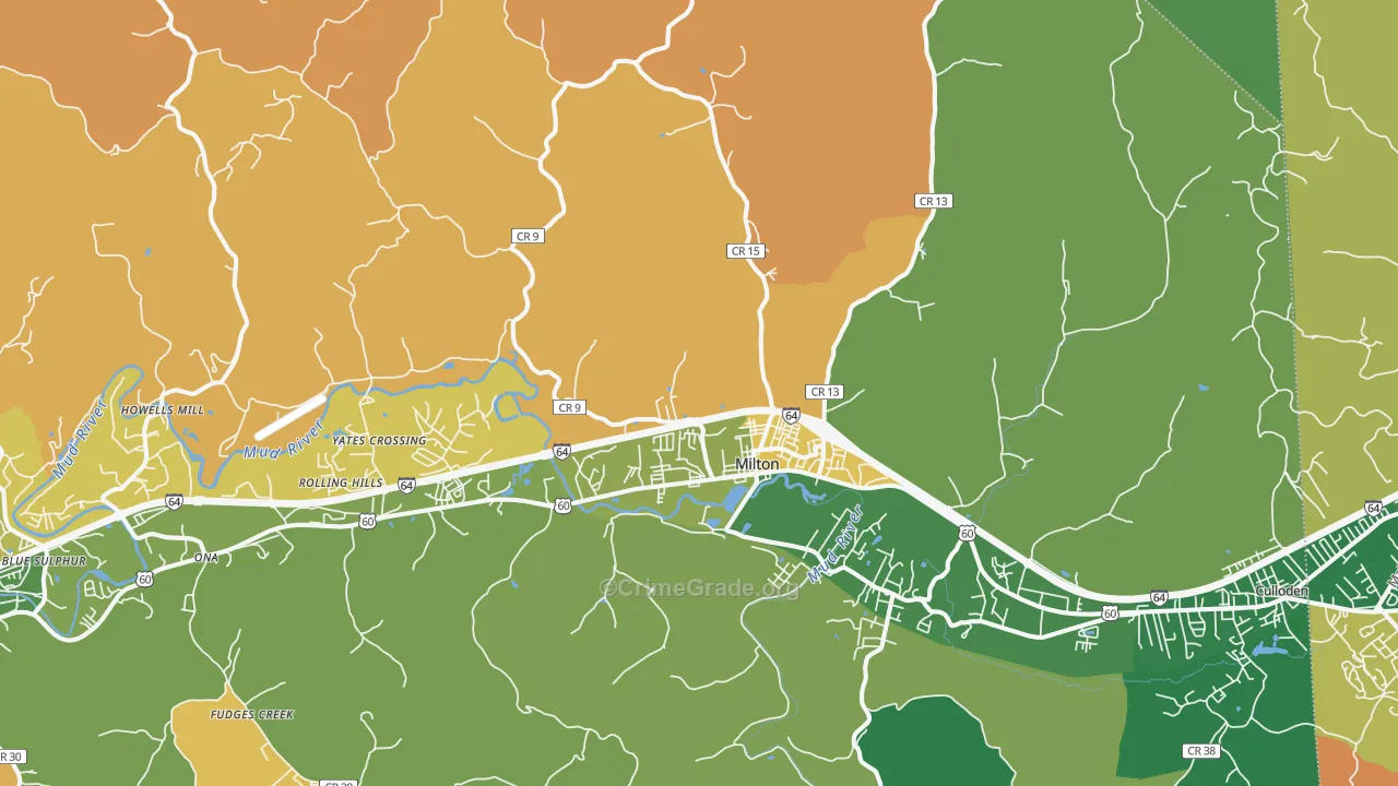 Milton, WV Map of Murder Rates