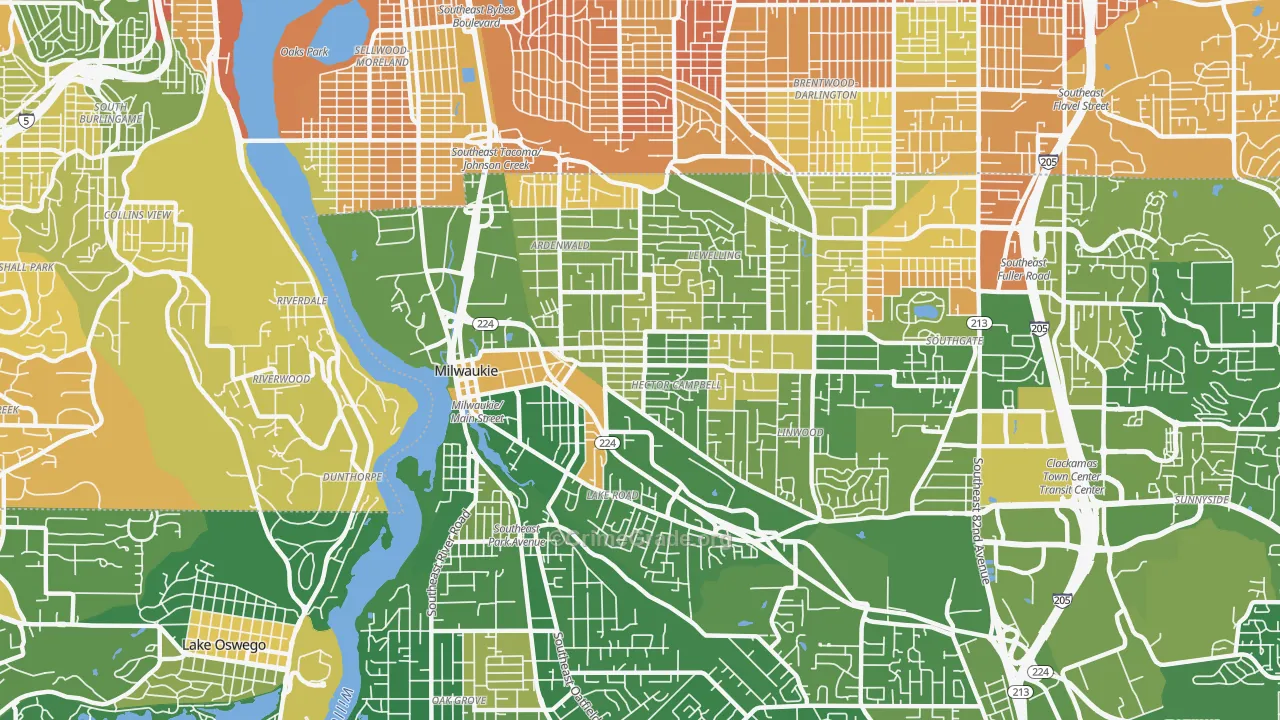 Milwaukie, OR Map of Murder Rates